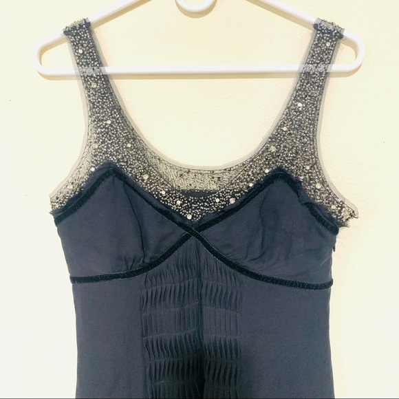 BCBGMAXAZRIA 100%Silk Beading Chiffon BlackDresses Y2K babydoll size 4 luxury - Picture 4 of 10